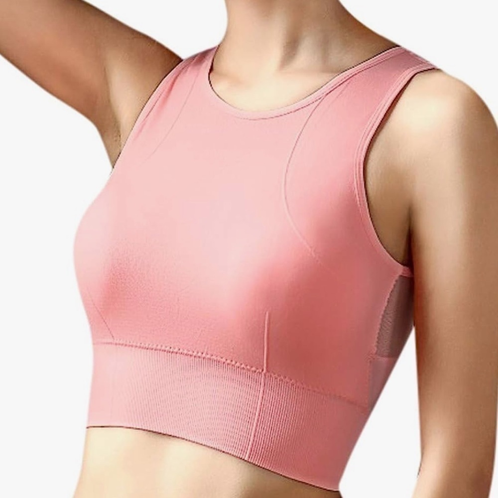 Pink Seamless Women Athletic Tops Running Tank Bra Fitness XL